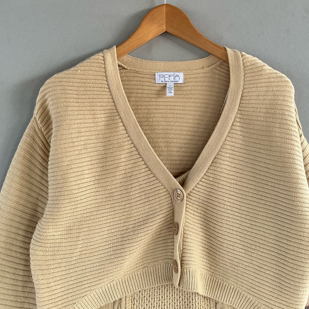NWT Sofia Vergara beige sweater dress and cardigan set, size L - Picture 9 of 16